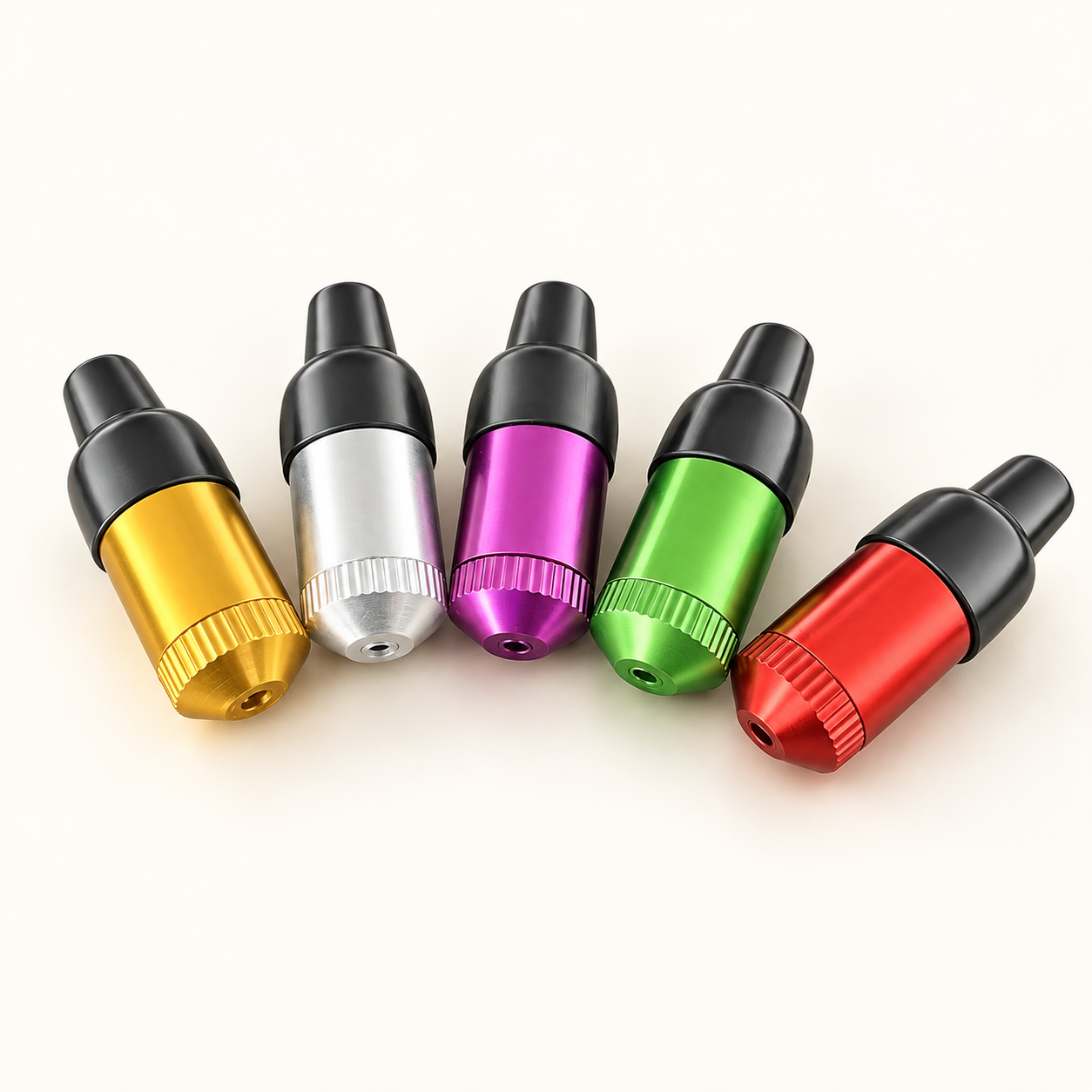 Compact Color Metal Snuff Containers in photographed stock color assortment